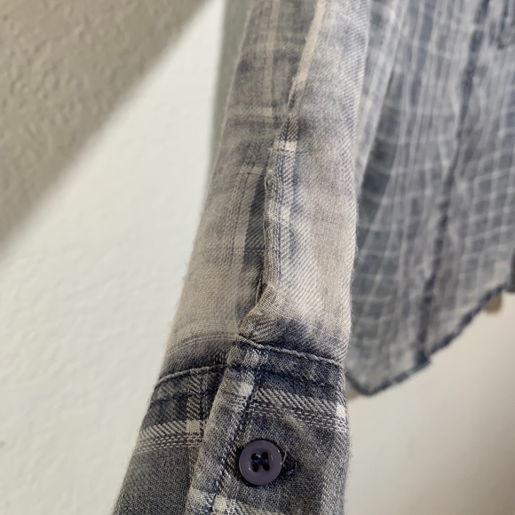 3/$25 Paper Crane Button Front Burnout Plaid Top - Picture 3 of 5